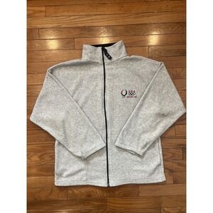 Vintage Team USA Olympics Full-Zip Fleece Jacket 2008 Beijing Size Medium Gray